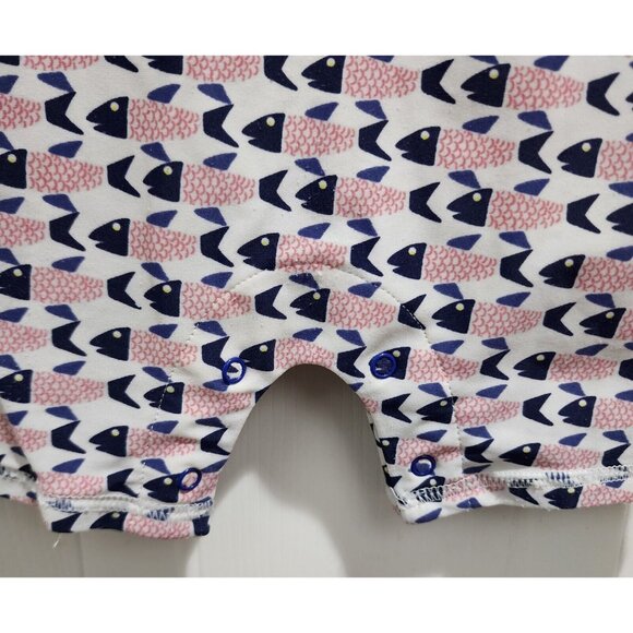 Egg By Susan Lazar Baby One Piece Zip Front LS Rashguard Red White Blue Fish 12M - Picture 7 of 13